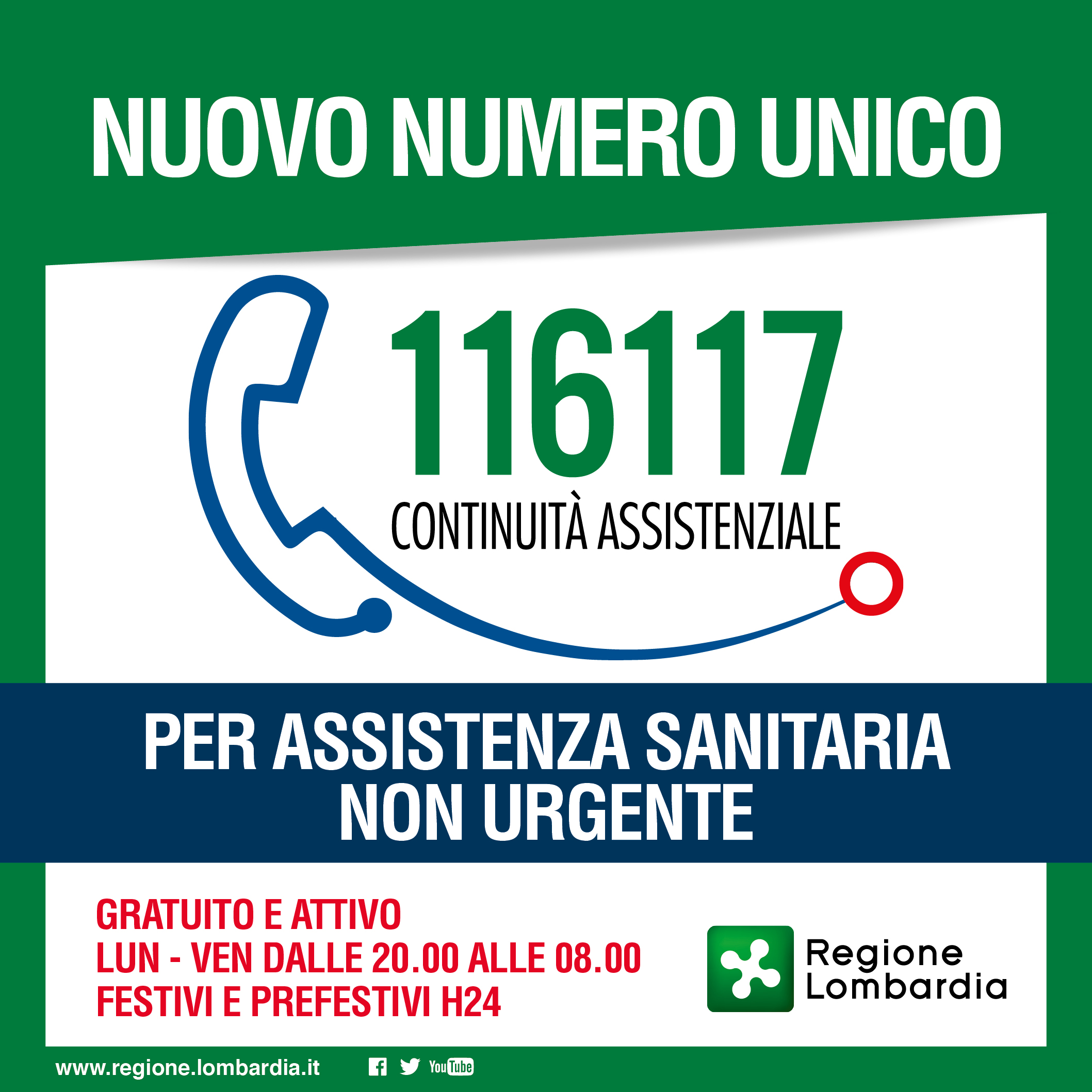 NUMERO UNICO PER ASSISTENZA SANITARIA NON URGENTE