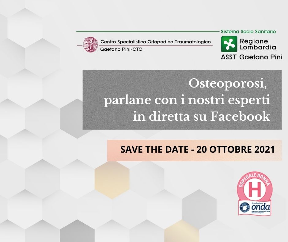 Osteoporosi, diretta Facebook dell’ASST Gaetano Pini-CTO il 20 ottobre